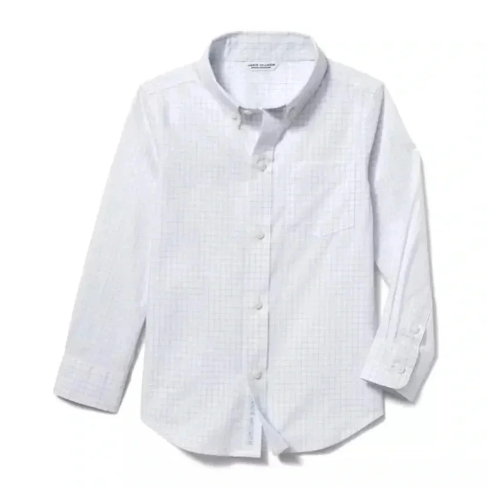 Janie & Jack button down dress shirt long sleeve poplin toddler boy tattersall